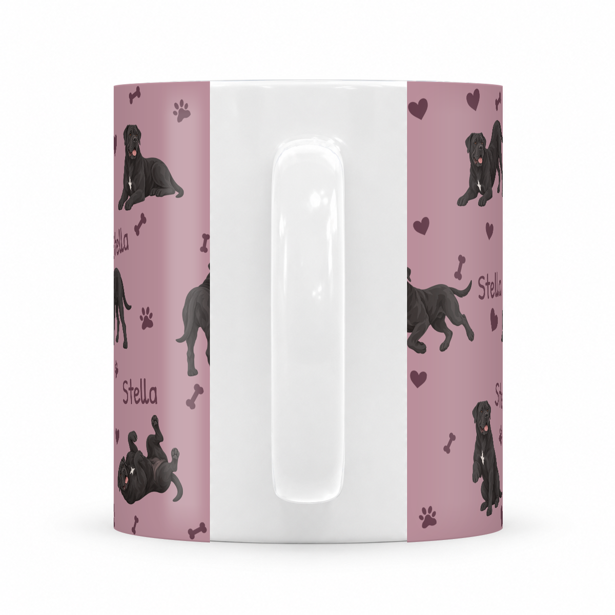 Cane Corso personalized name mug — Dusty Rose Handle