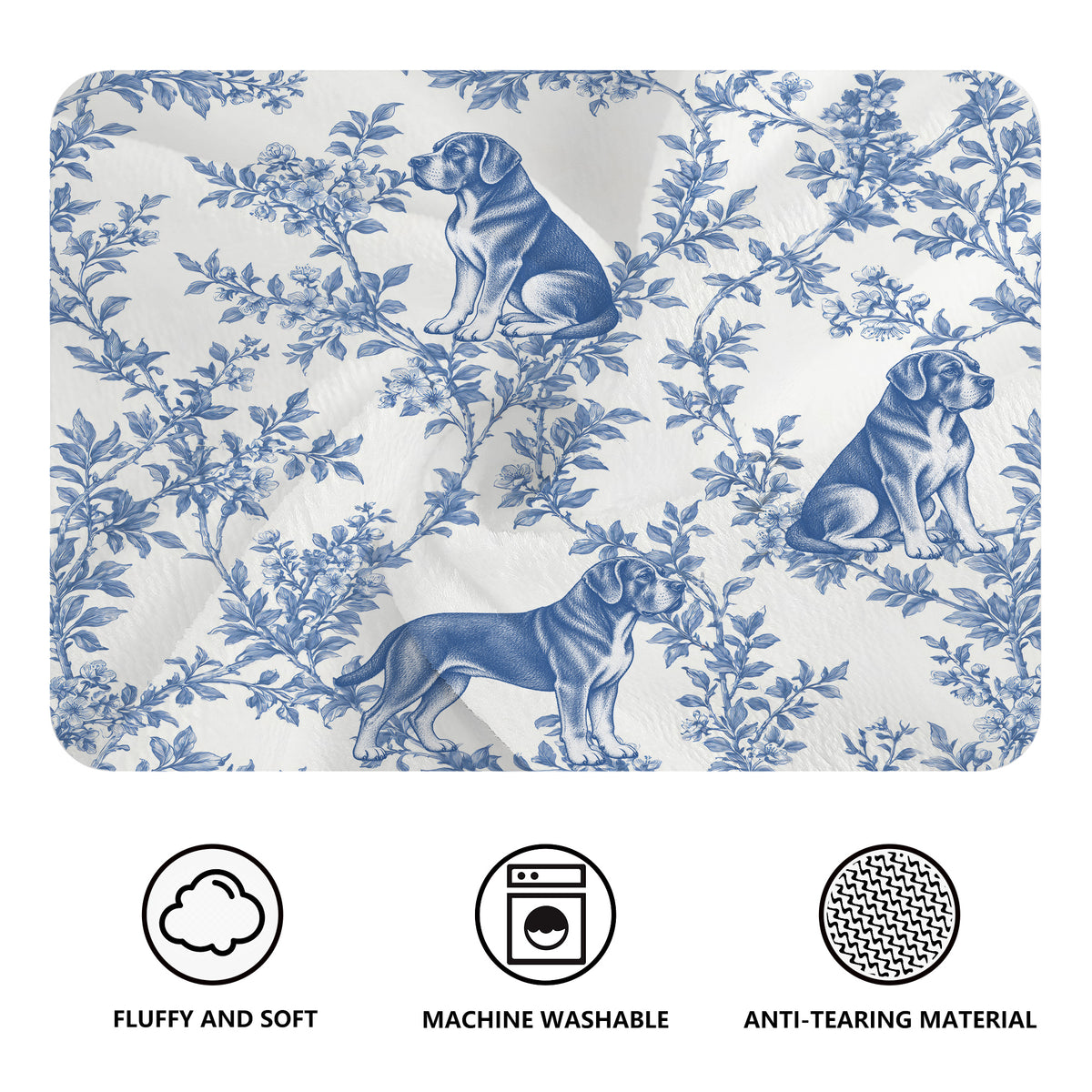 Cane Corso toile de Jouy blanket - Blue Blanket Features