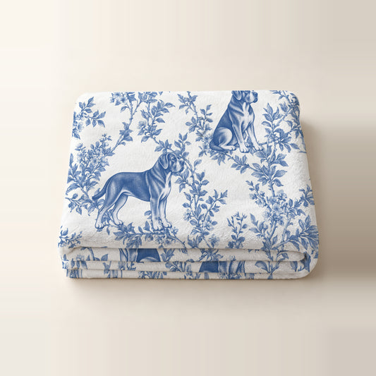 Cane Corso toile de Jouy blanket - Blue Blanket Folded Studio