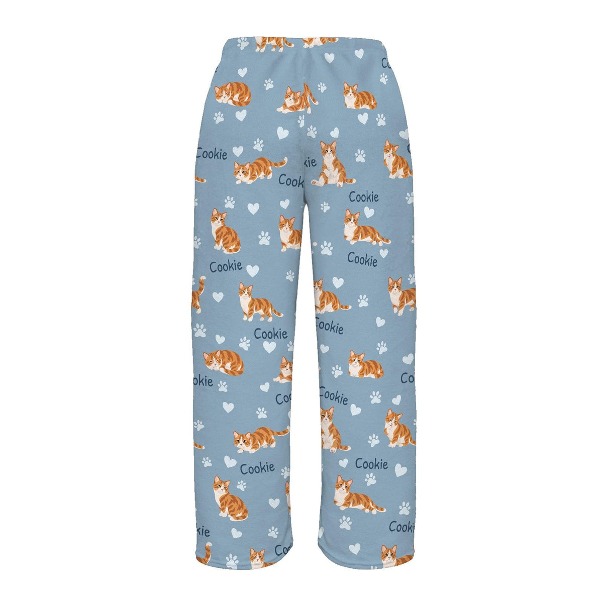 Munchkin personalized pet name fleece pajama trousers, flat back view.