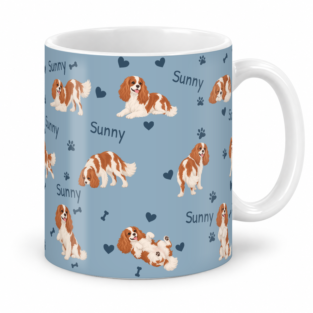 Cavalier King Charles Spaniel personalized name mug — Dusty Blue Studio