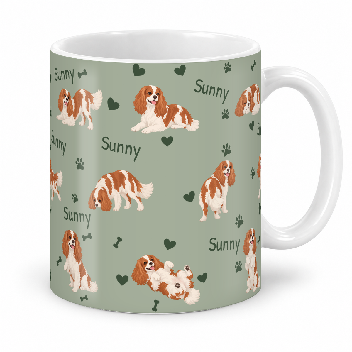 Cavalier King Charles Spaniel personalized name mug — Soft Sage Studio