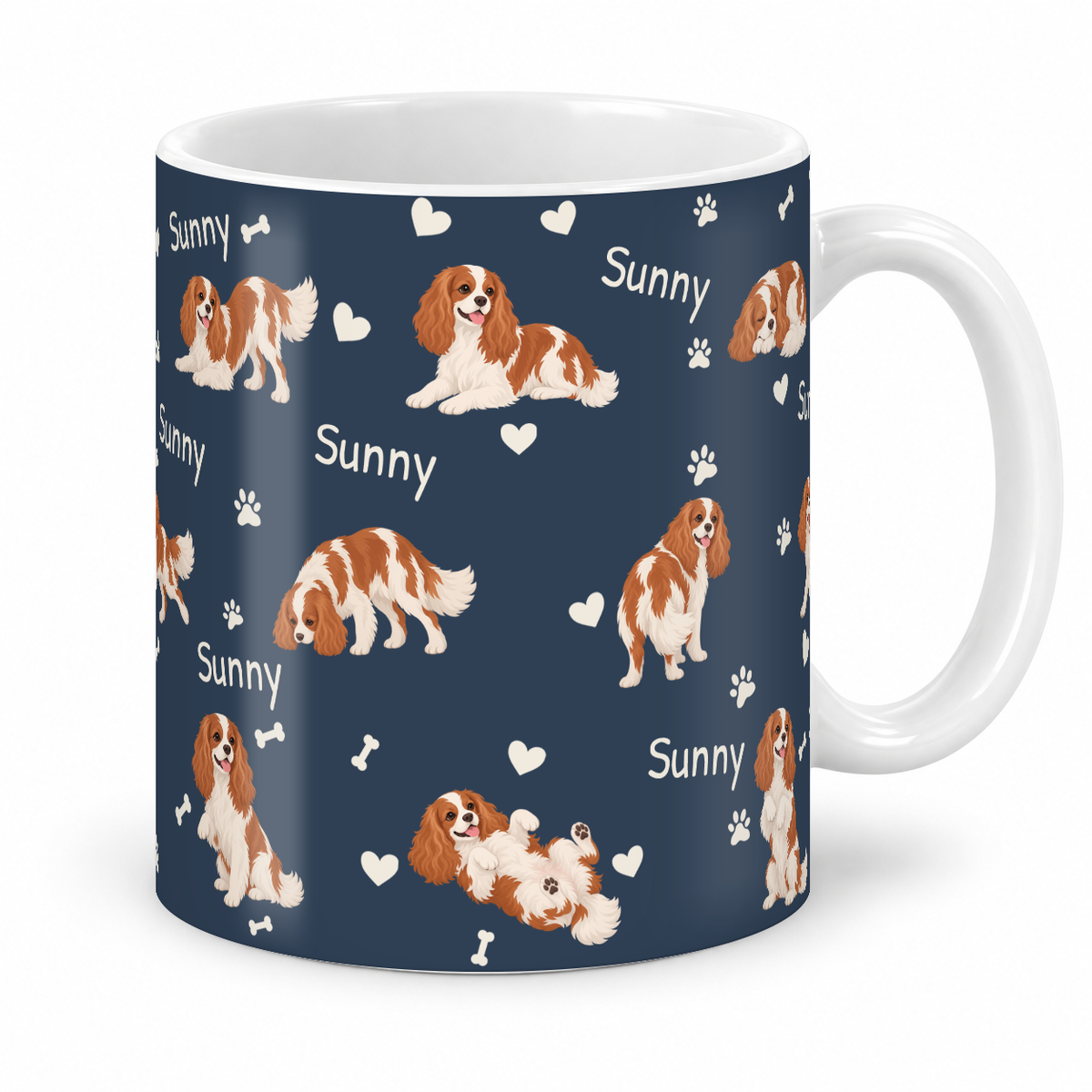 Cavalier King Charles Spaniel personalized name mug — Deep Navy Studio
