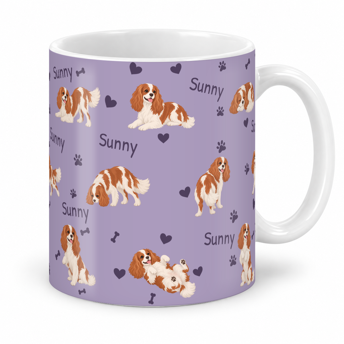 Cavalier King Charles Spaniel personalized name mug — Soft Lavender Studio