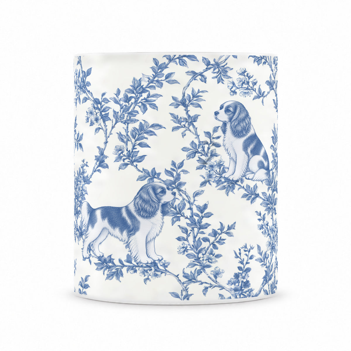 Cavalier King Charles Spaniel toile mug — Blue Front View