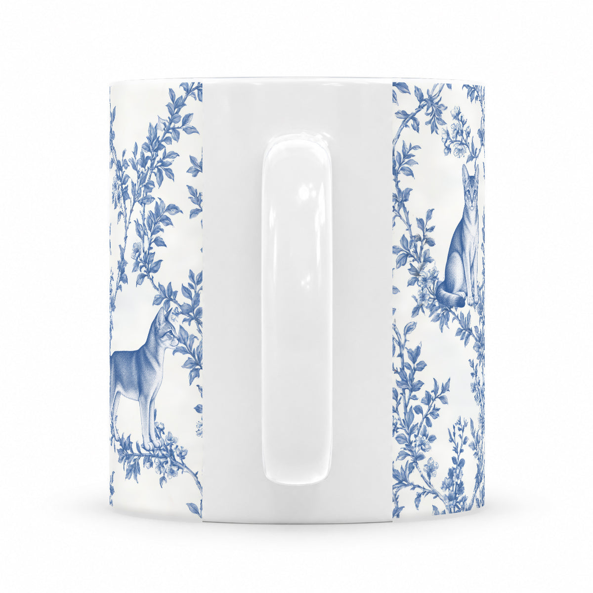 Chausie toile mug — Blue Handle View