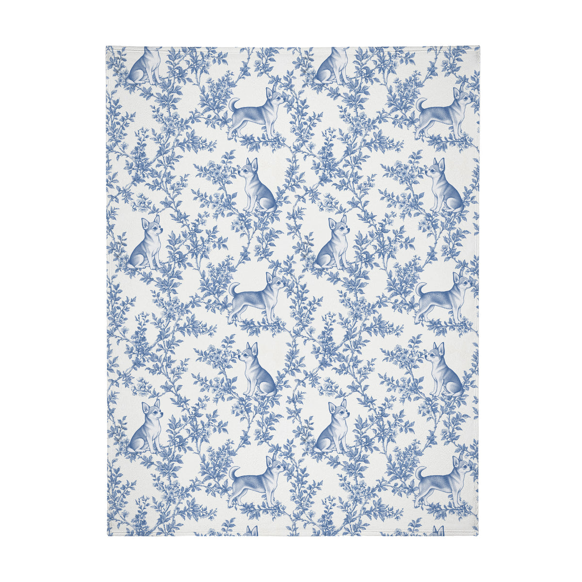 Chihuahua toile de Jouy blanket - Blue Blanket Flat