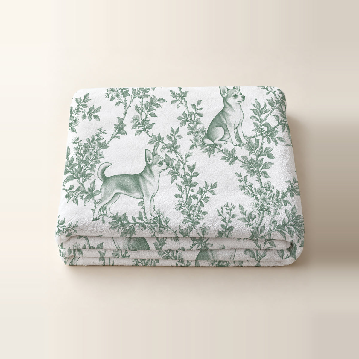 Chihuahua toile de Jouy blanket - Green Thumbnail