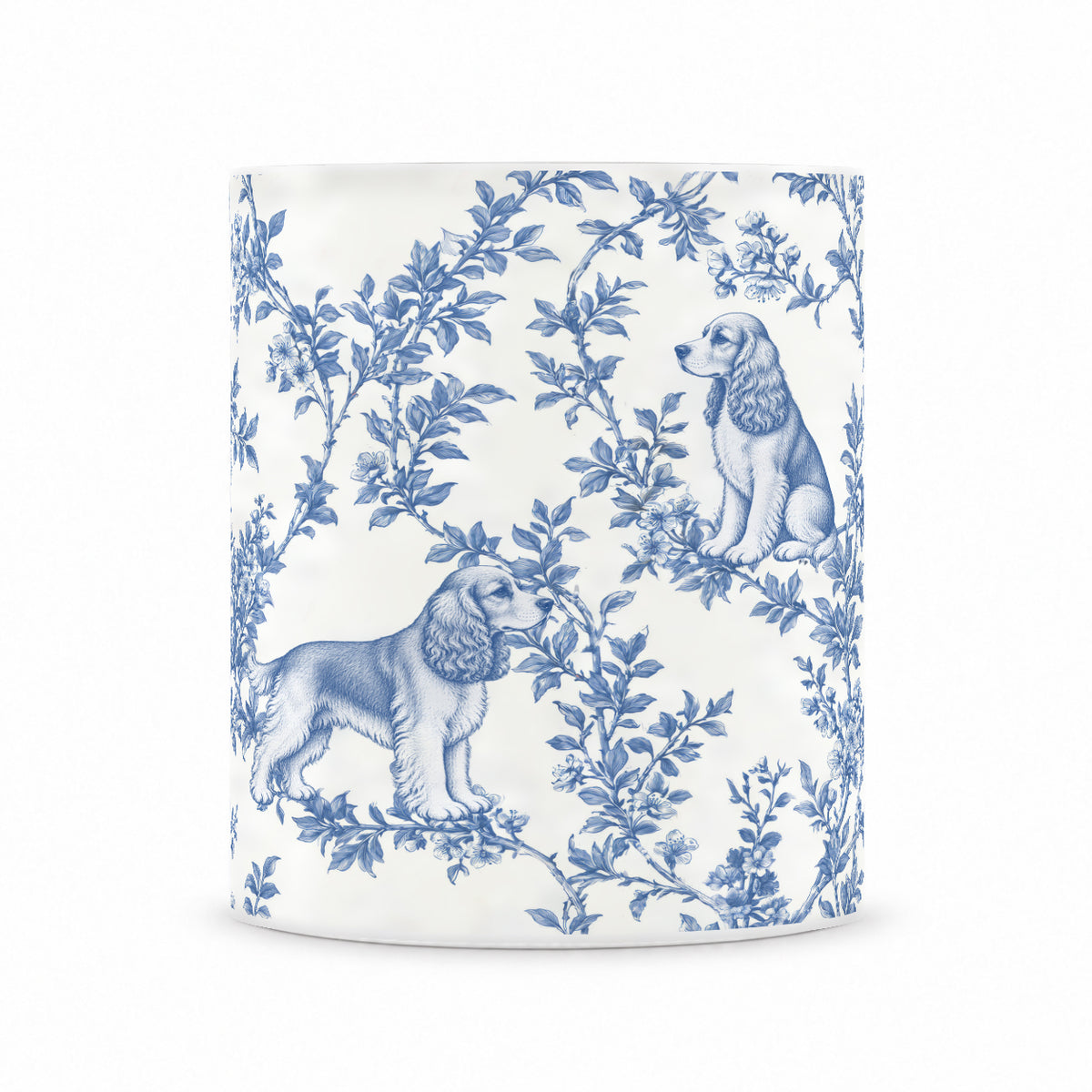 Cocker Spaniel toile mug — Blue Front View