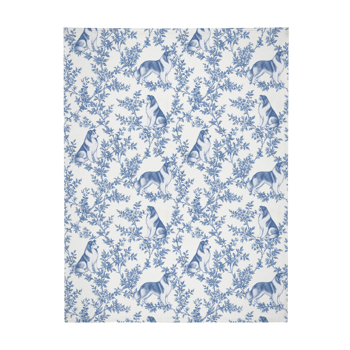 Collie toile de Jouy blanket - Blue Blanket Flat
