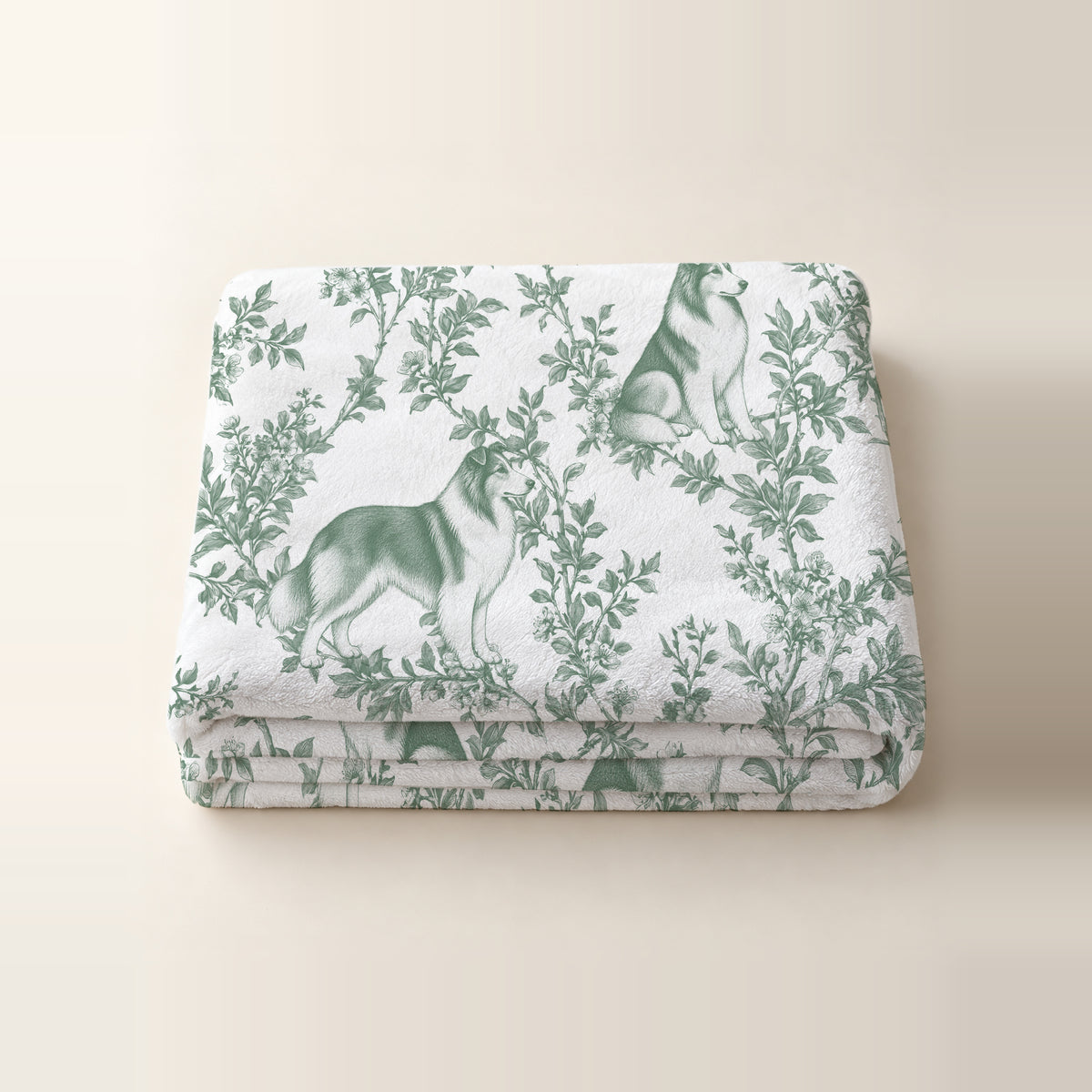 Collie toile de Jouy blanket - Green Thumbnail