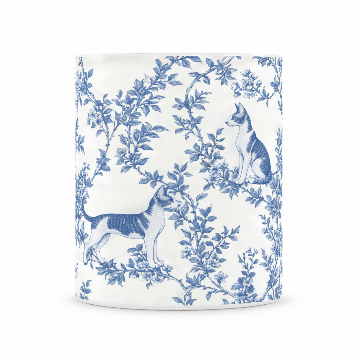 Cornish Rex toile mug — Blue Front View