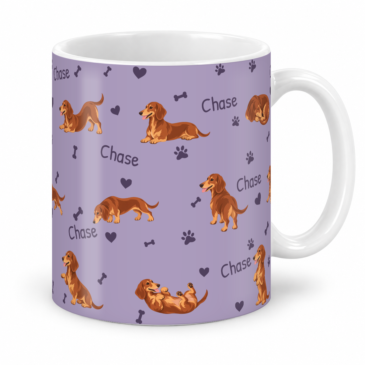 Dachshund personalized name mug — Soft Lavender Studio
