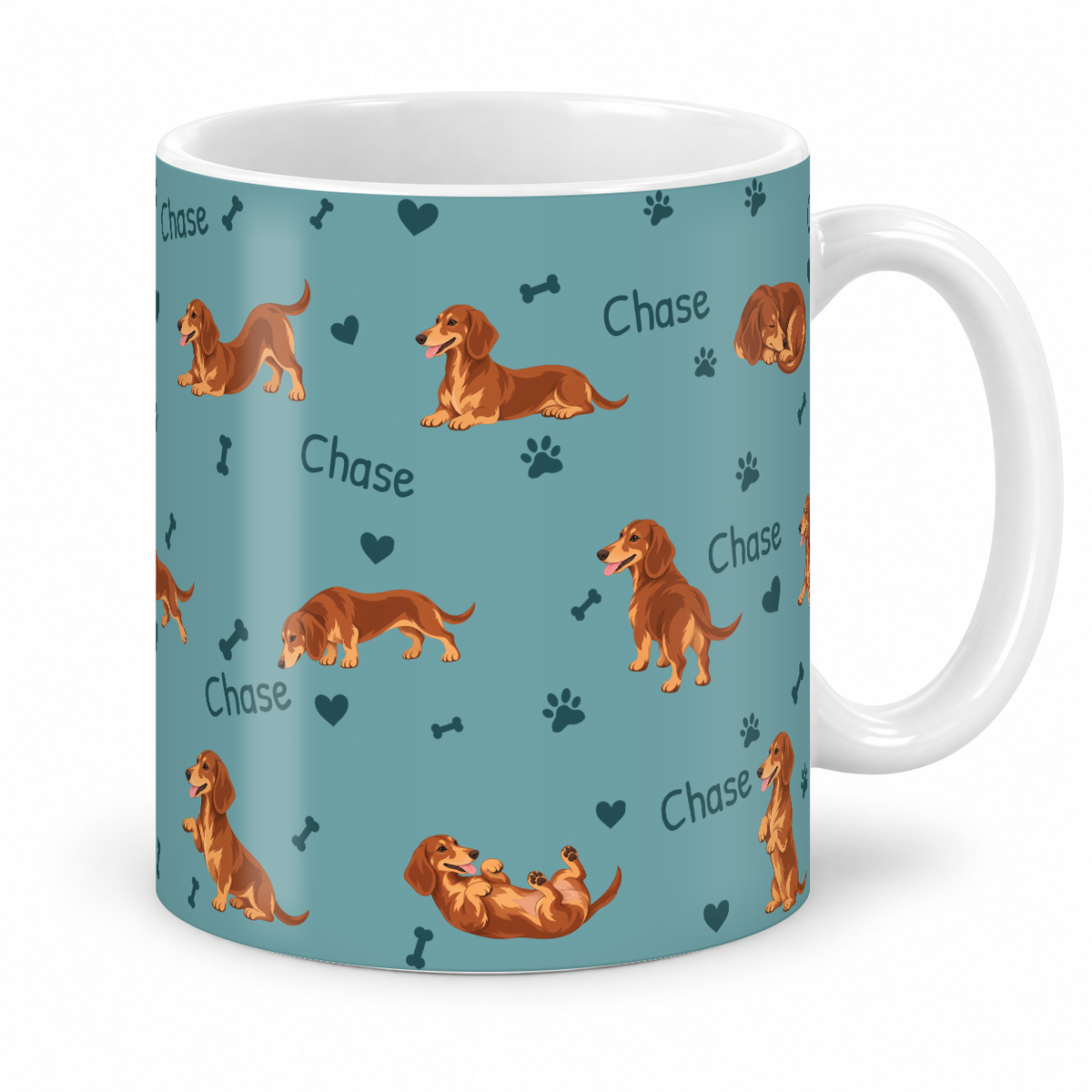 Dachshund personalized name mug — Muted Teal Studio