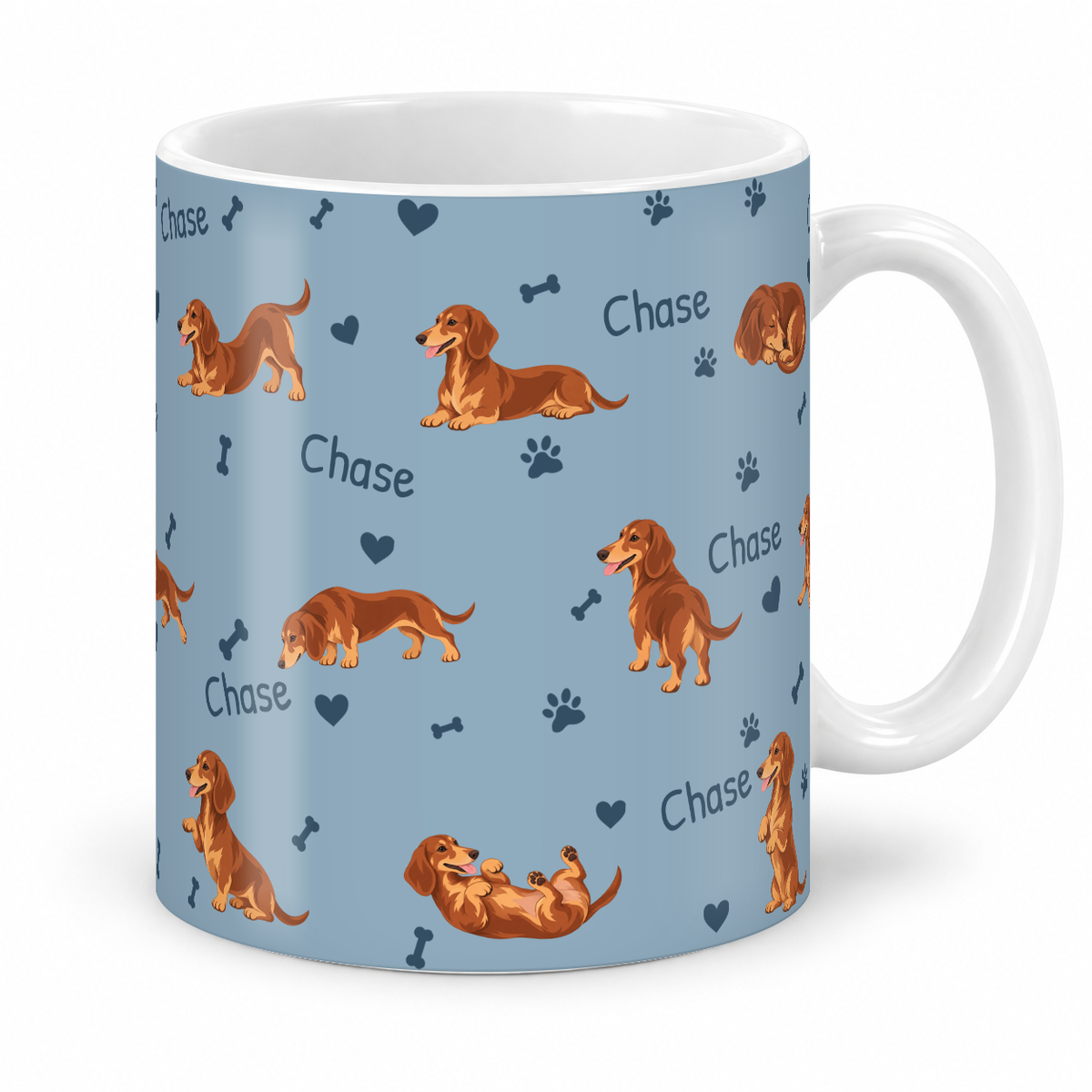 Dachshund personalized name mug — Dusty Blue Studio