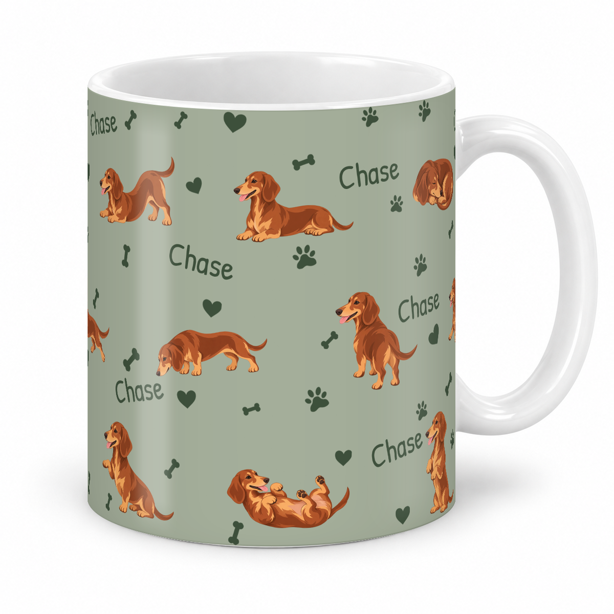 Dachshund personalized name mug — Soft Sage Studio