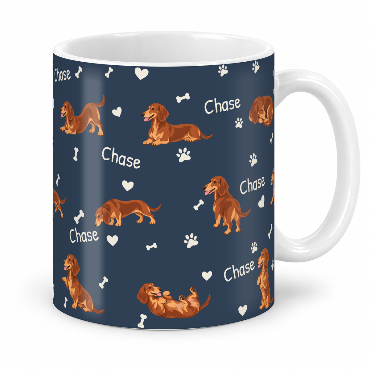 Dachshund personalized name mug — Deep Navy Studio
