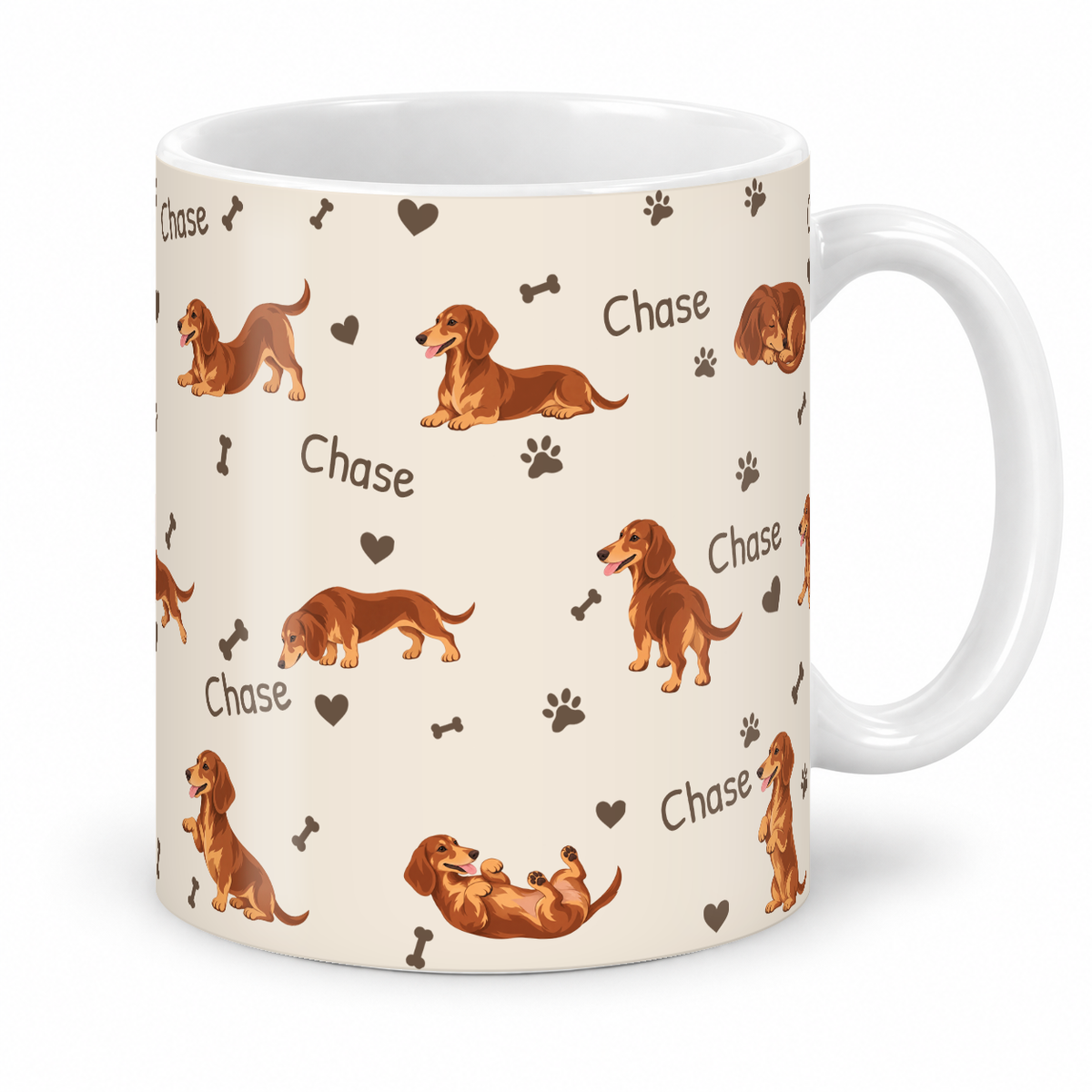 Dachshund personalized name mug — Warm Ivory Studio