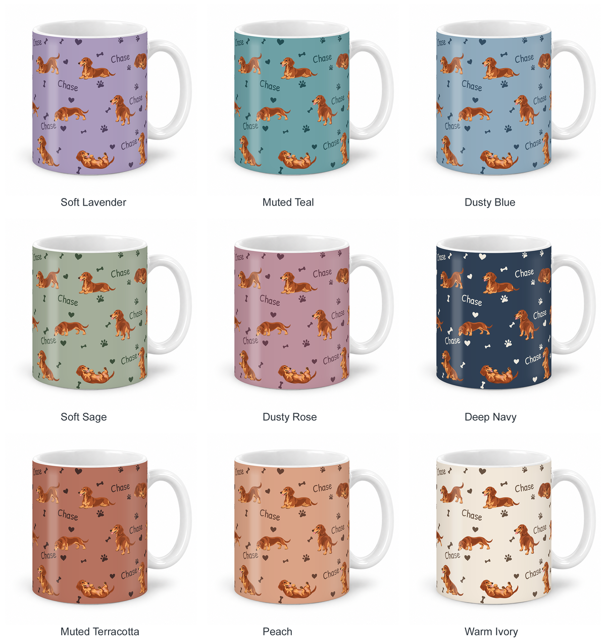 Dachshund personalized name mug — Nine Colors
