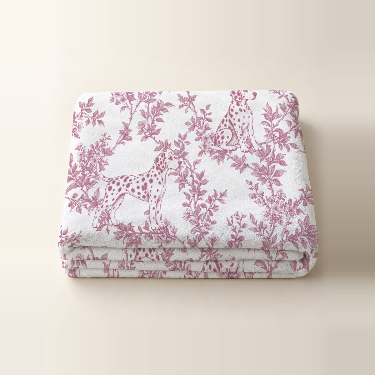 Dalmatian toile de Jouy blanket - Pink Thumbnail