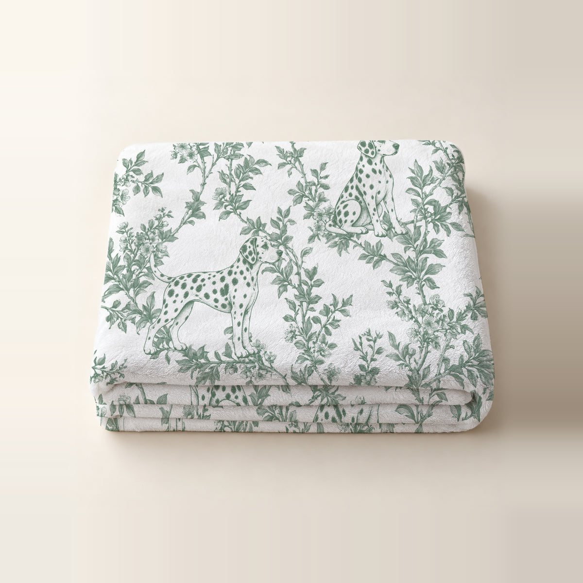 Dalmatian toile de Jouy blanket - Green Thumbnail
