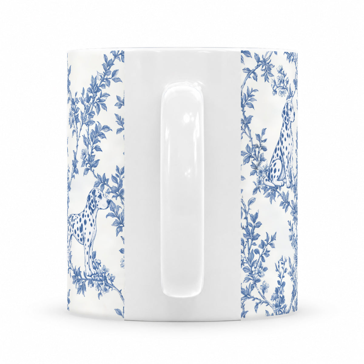 Dalmatian toile mug — Blue Handle View