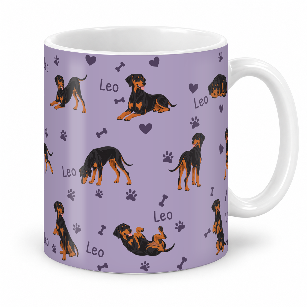 Doberman Pinscher personalized name mug — Soft Lavender Studio