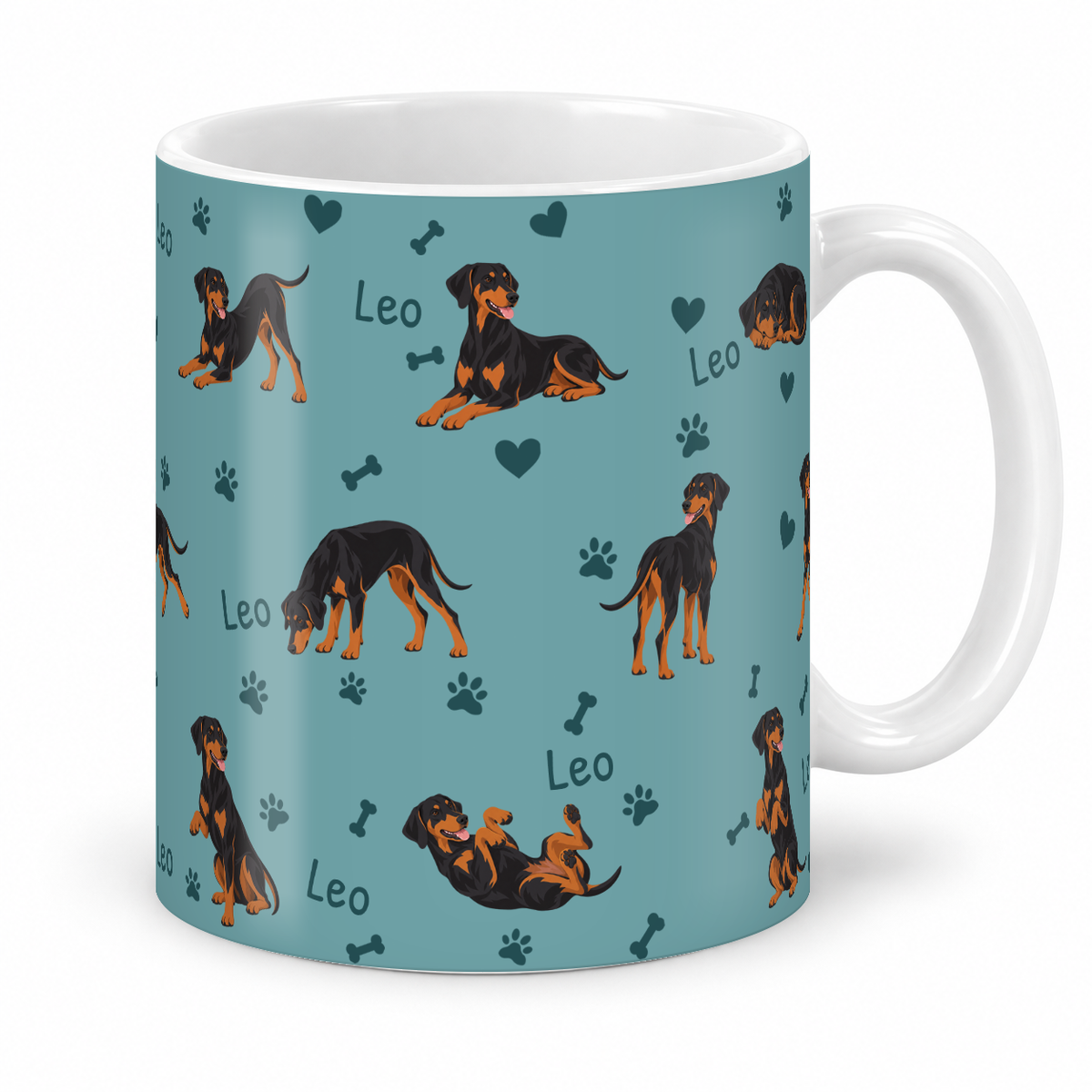 Doberman Pinscher personalized name mug — Muted Teal Studio