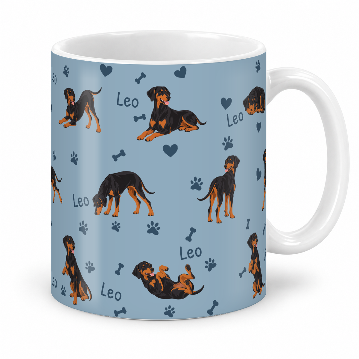 Doberman Pinscher personalized name mug — Dusty Blue Studio