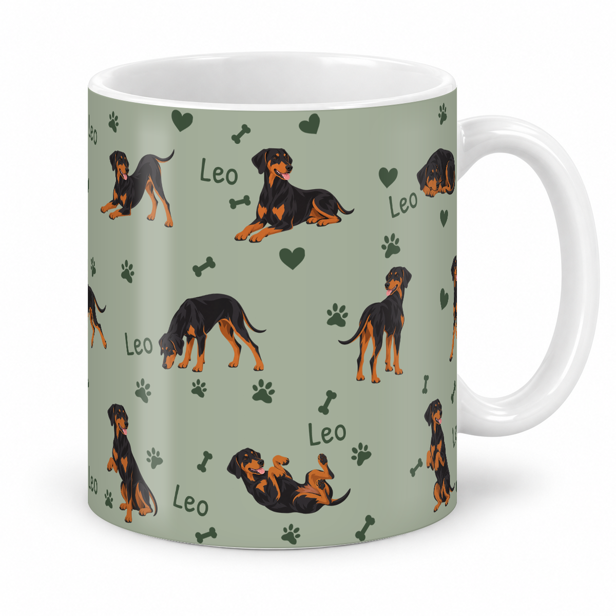 Doberman Pinscher personalized name mug — Soft Sage Studio