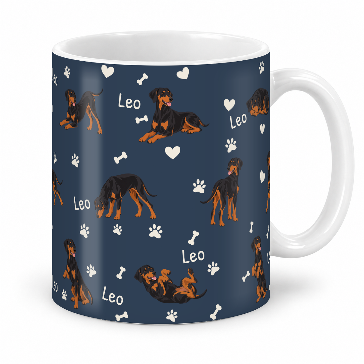 Doberman Pinscher personalized name mug — Deep Navy Studio