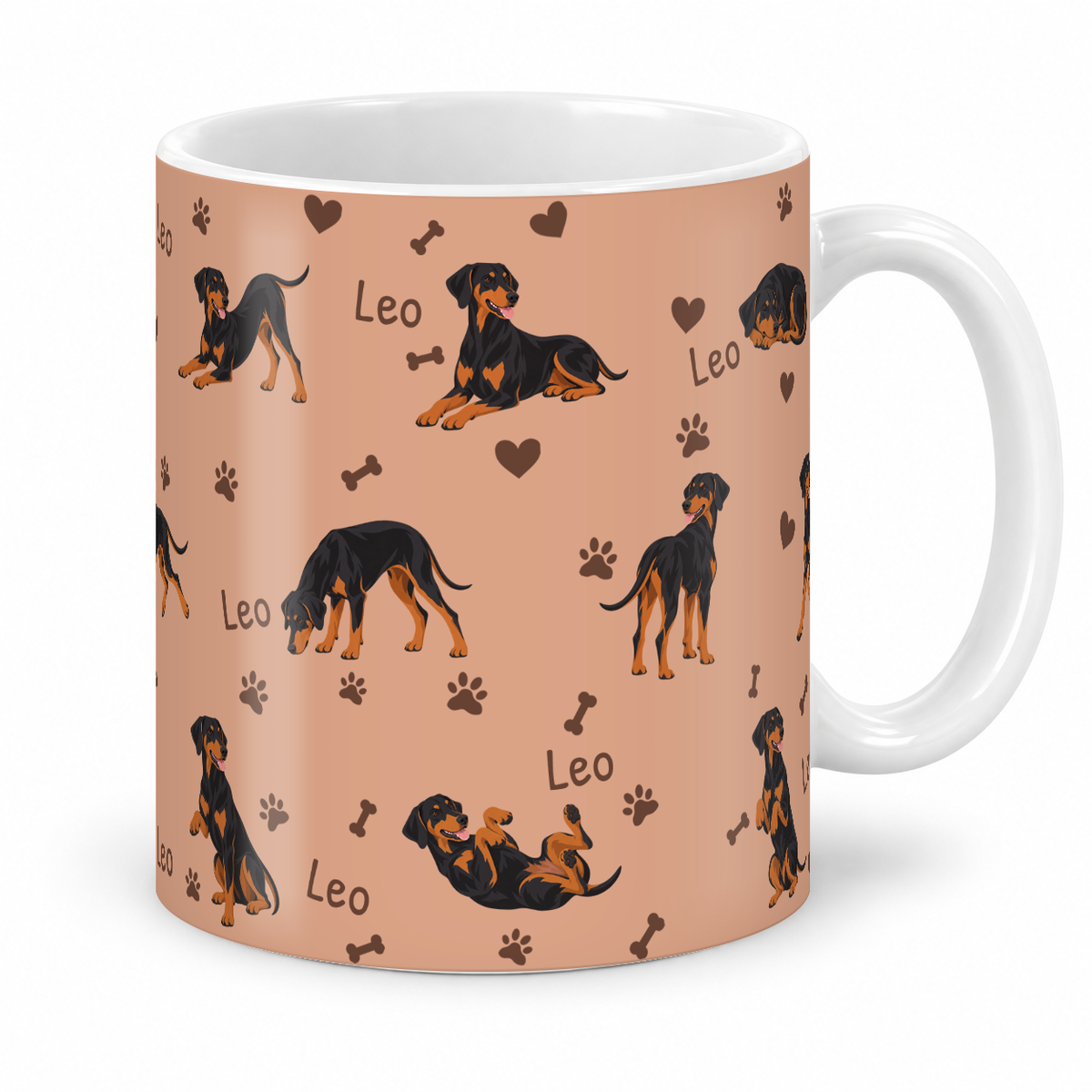 Doberman Pinscher personalized name mug — Peach Studio