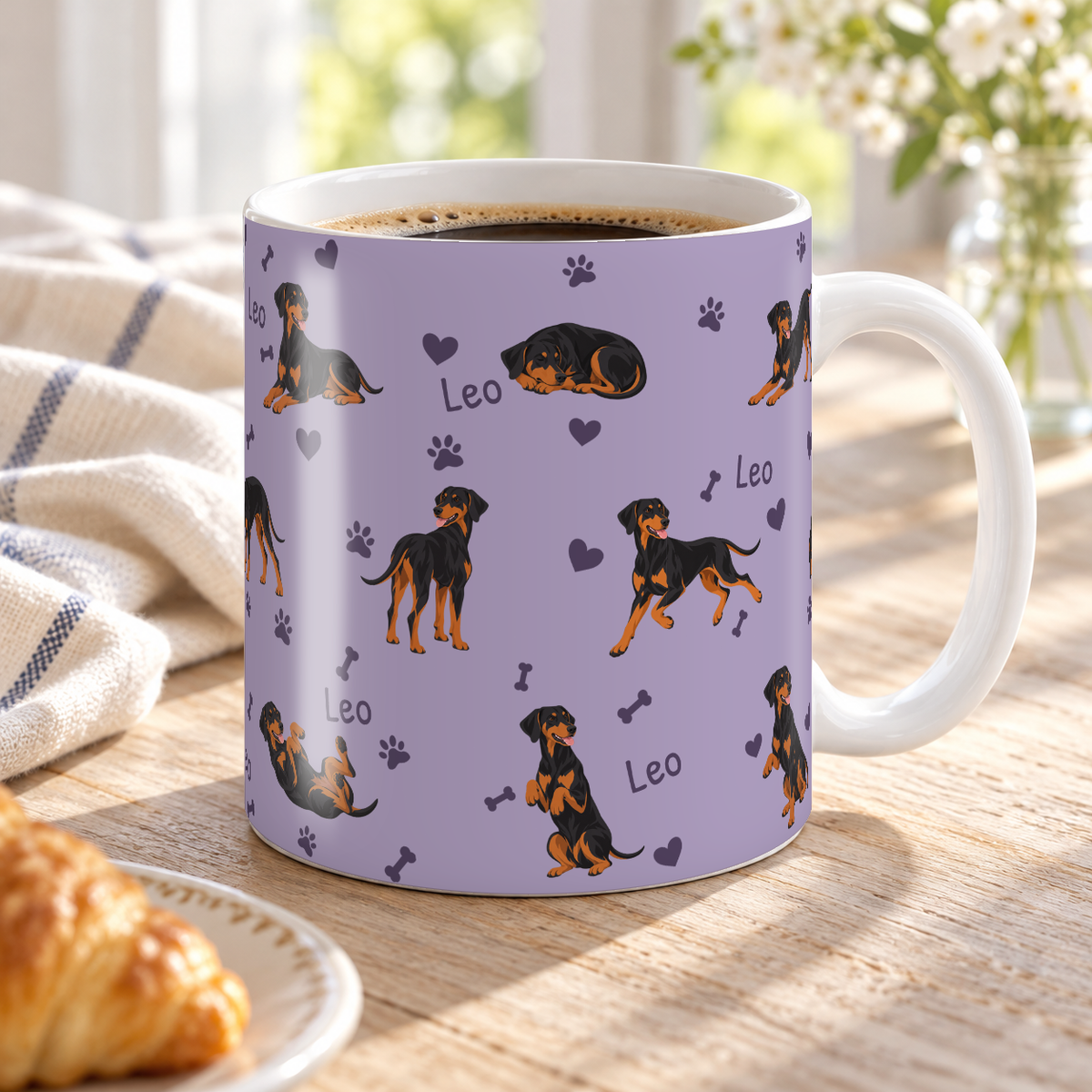 Doberman Pinscher personalized name mug — Soft Lavender Lifestyle