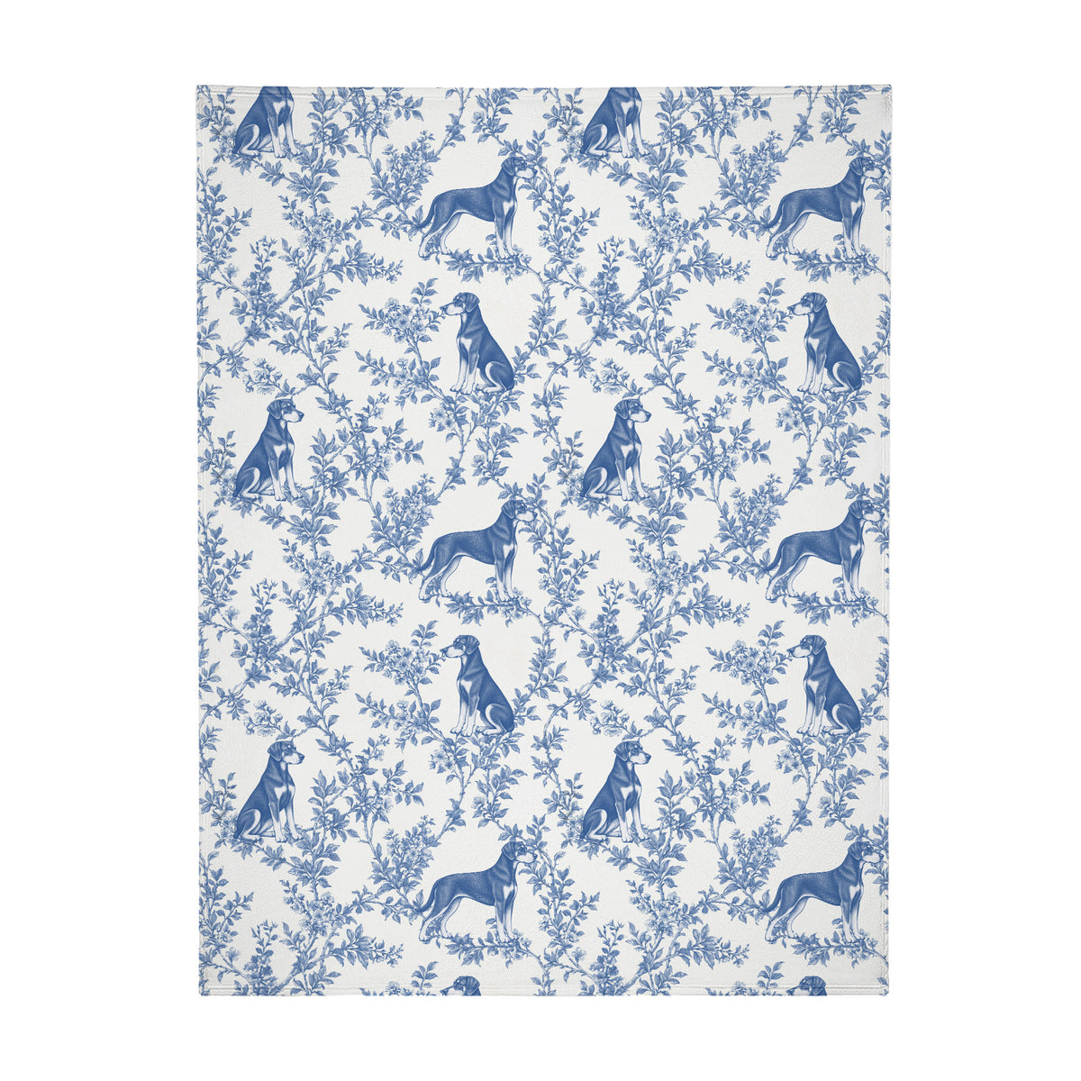Doberman Pinscher toile de Jouy blanket - Blue Blanket Flat