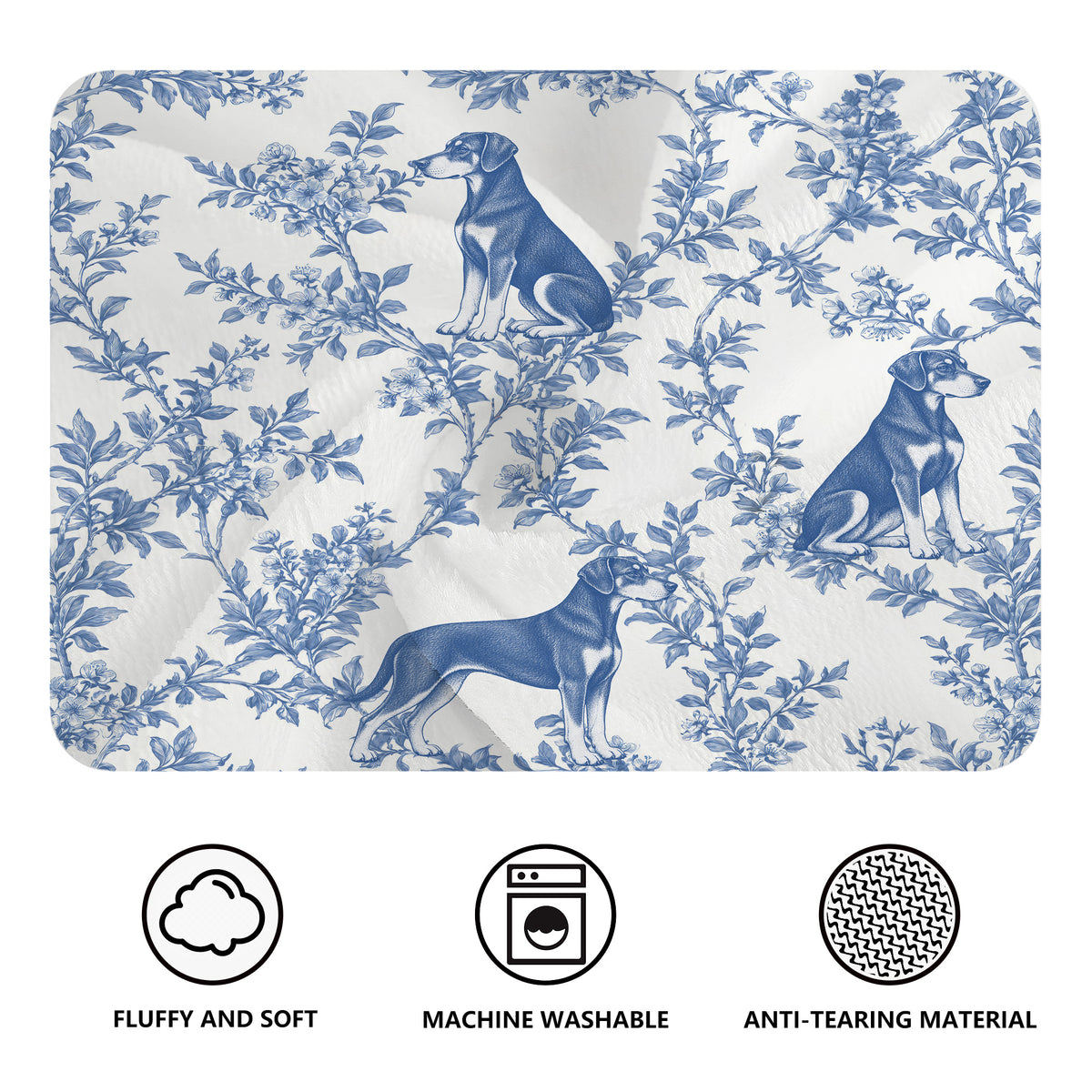 Doberman Pinscher toile de Jouy blanket - Blue Blanket Features