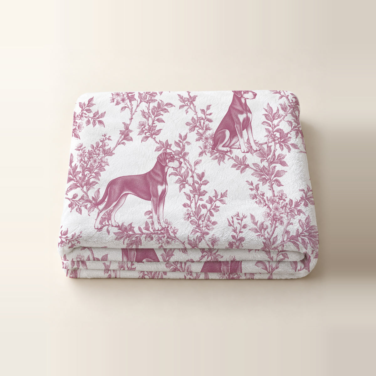 Doberman Pinscher toile de Jouy blanket - Pink Thumbnail