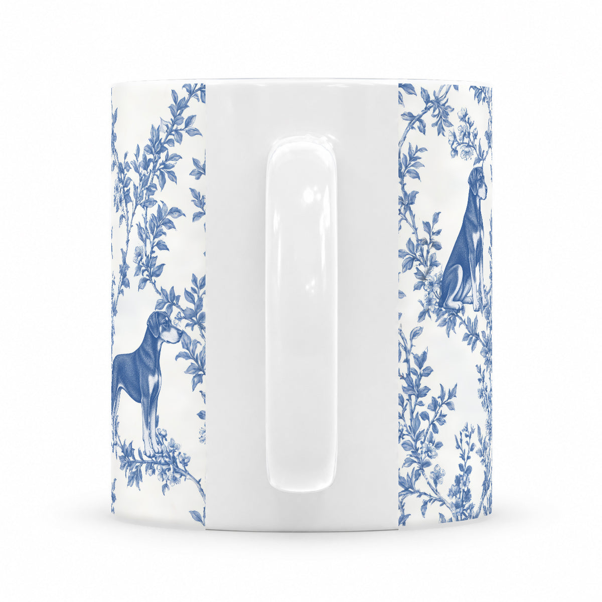 Doberman Pinscher toile mug — Blue Handle View