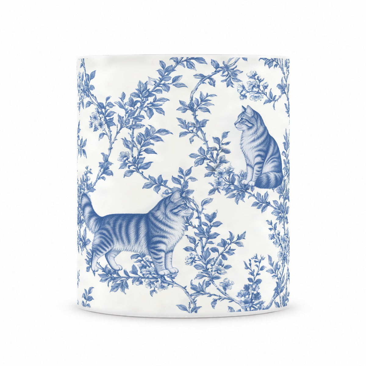 Domestic Longhair toile mug — Blue Front View