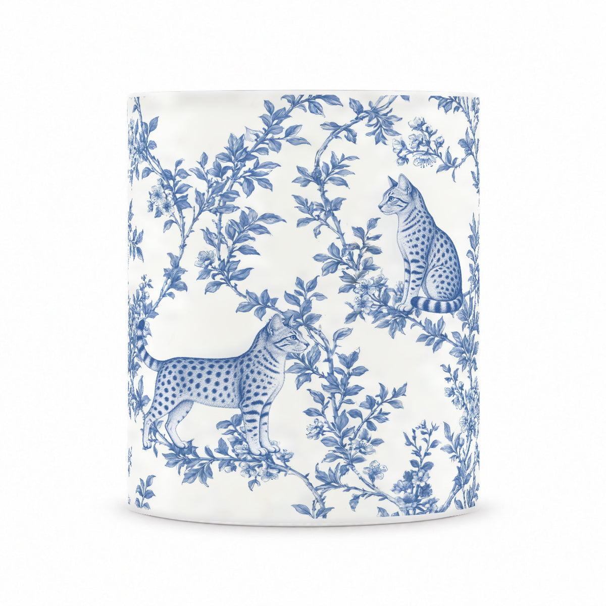 Egyptian Mau toile mug — Blue Front View
