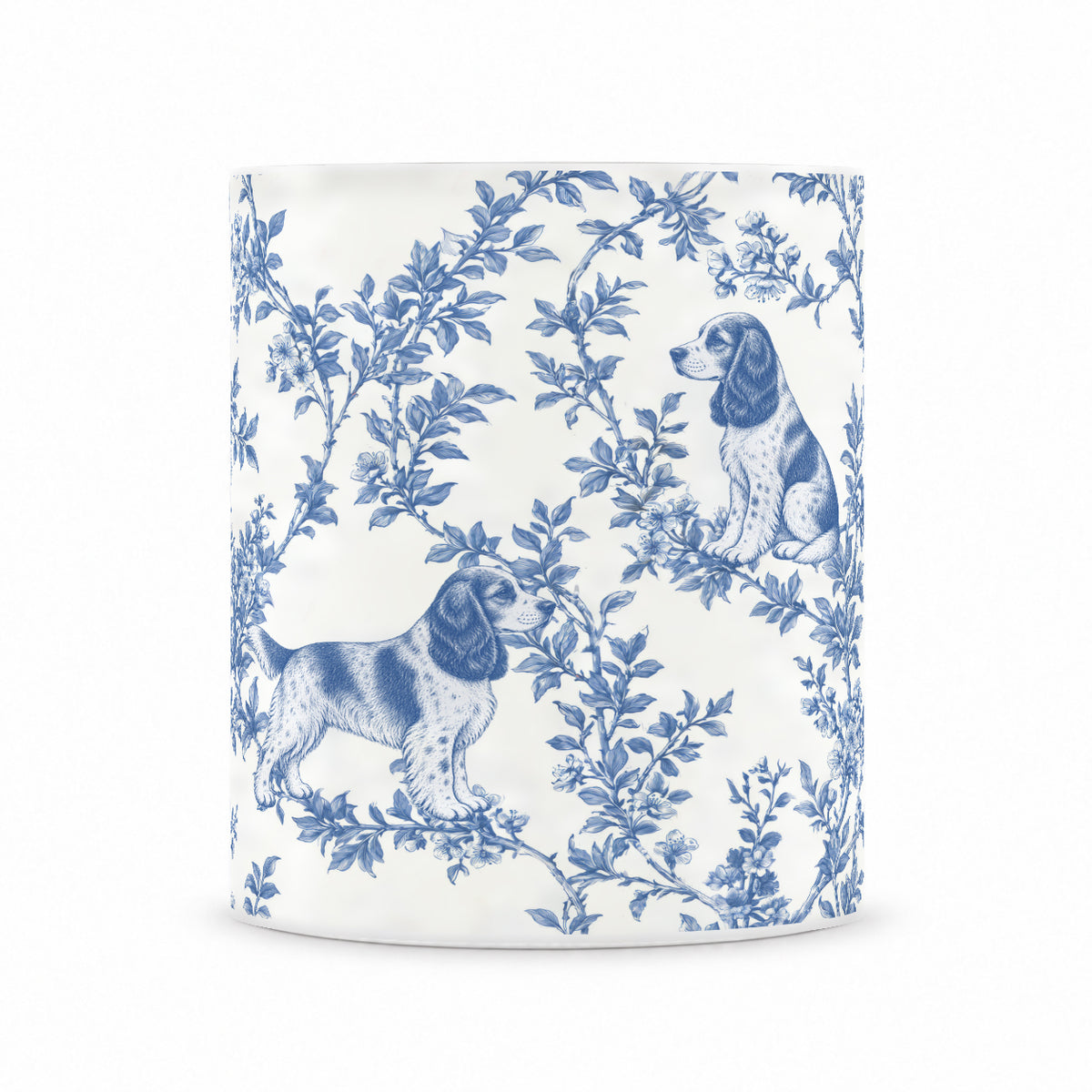 English Cocker Spaniel toile mug — Blue Front View