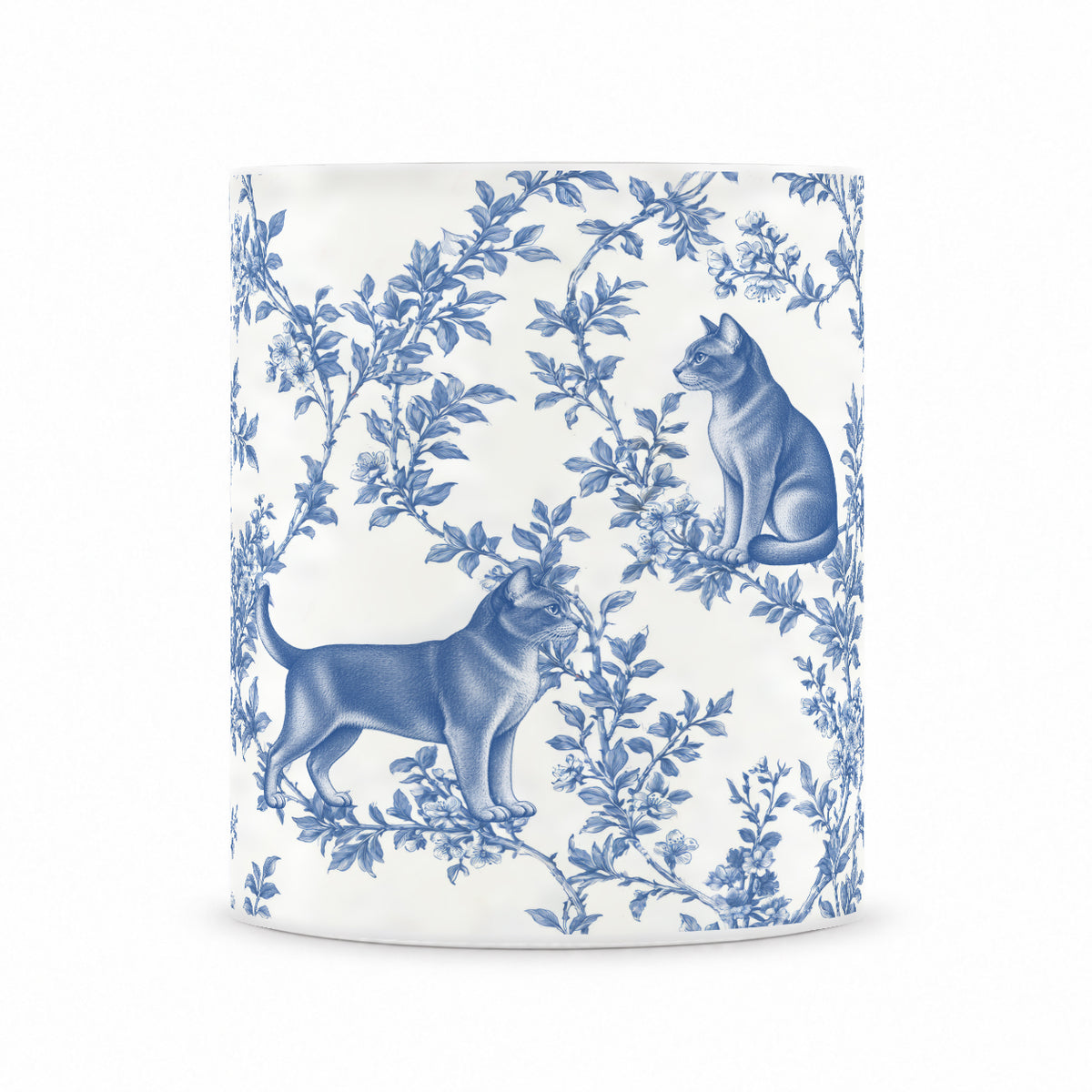 European Burmese toile mug — Blue Front View