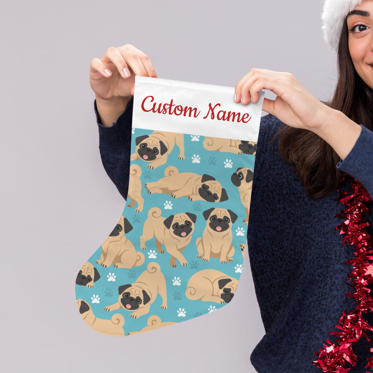 Personalized Pug Christmas Stocking