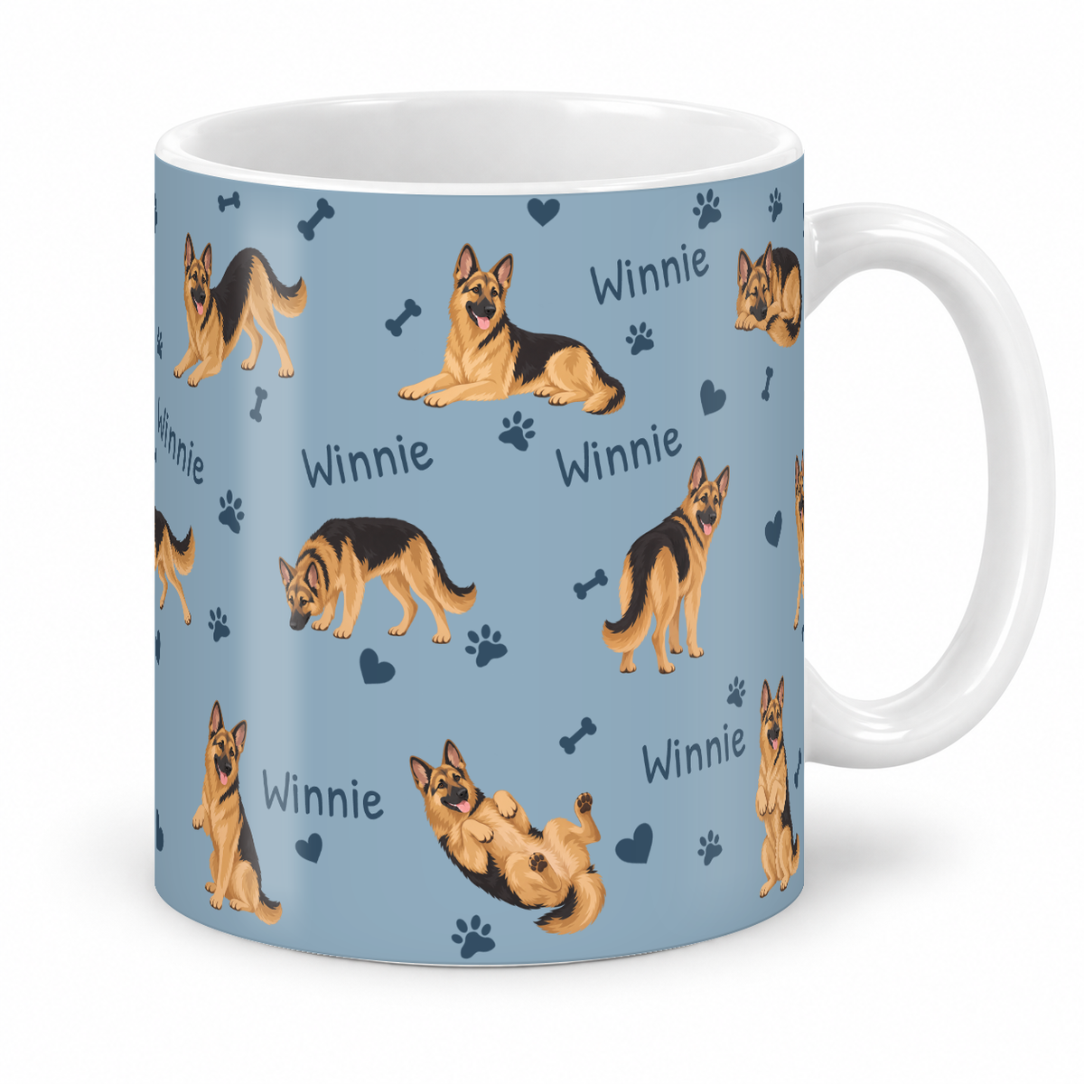 German Shepherd Dog personalized name mug — Dusty Blue Studio