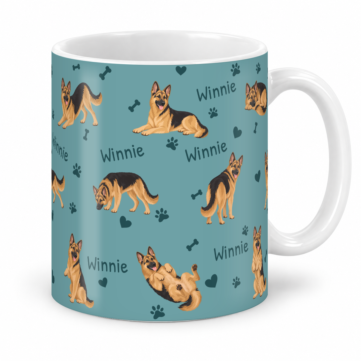 German Shepherd Dog personalized name mug — Muted Teal Studio