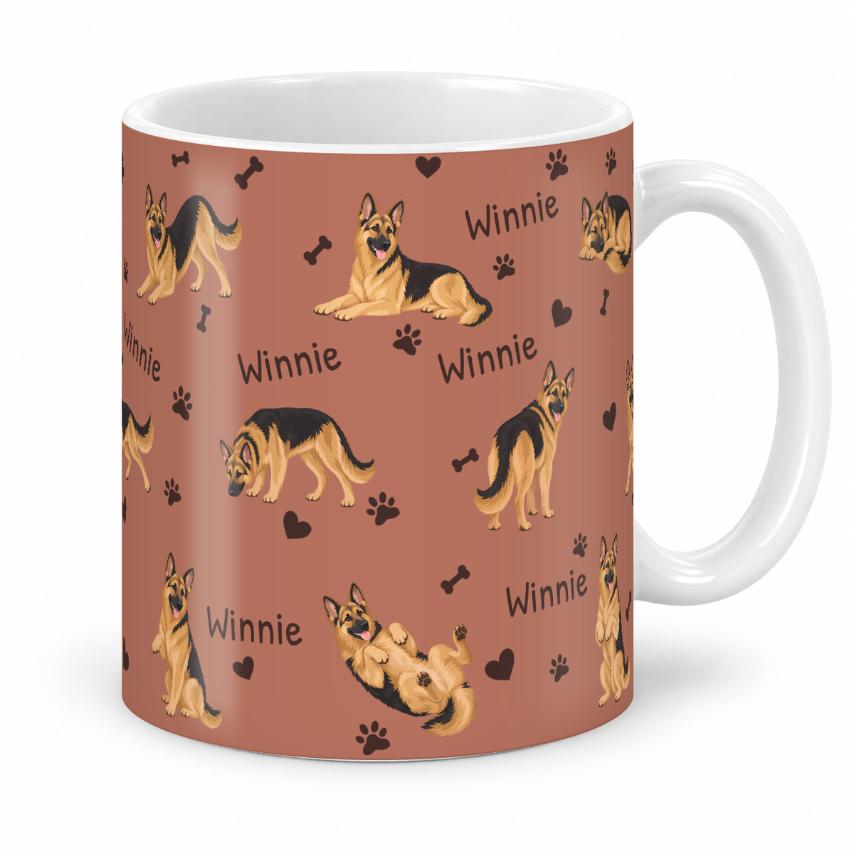 German Shepherd Dog personalized name mug — Muted Terracotta Studio