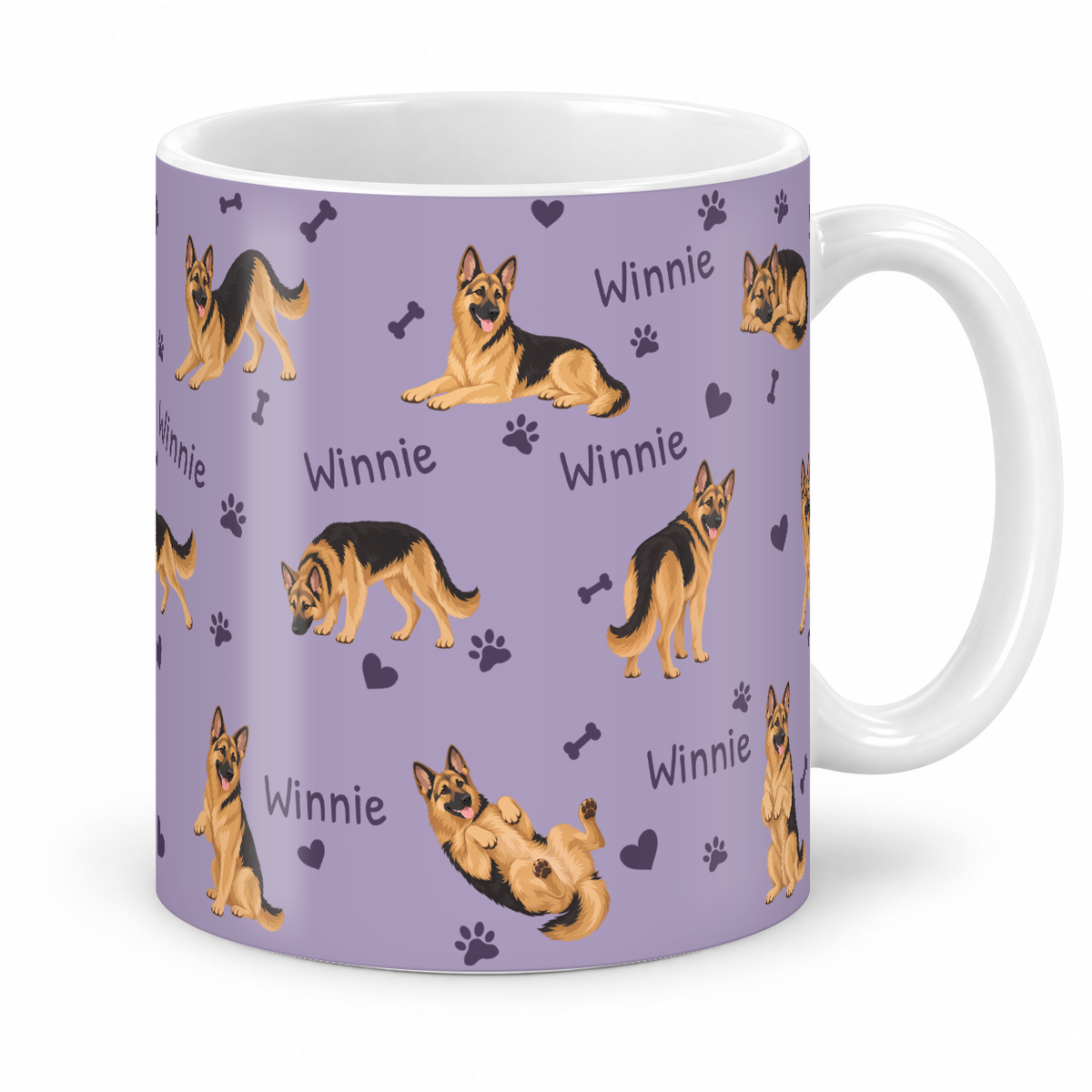 German Shepherd Dog personalized name mug — Soft Lavender Studio