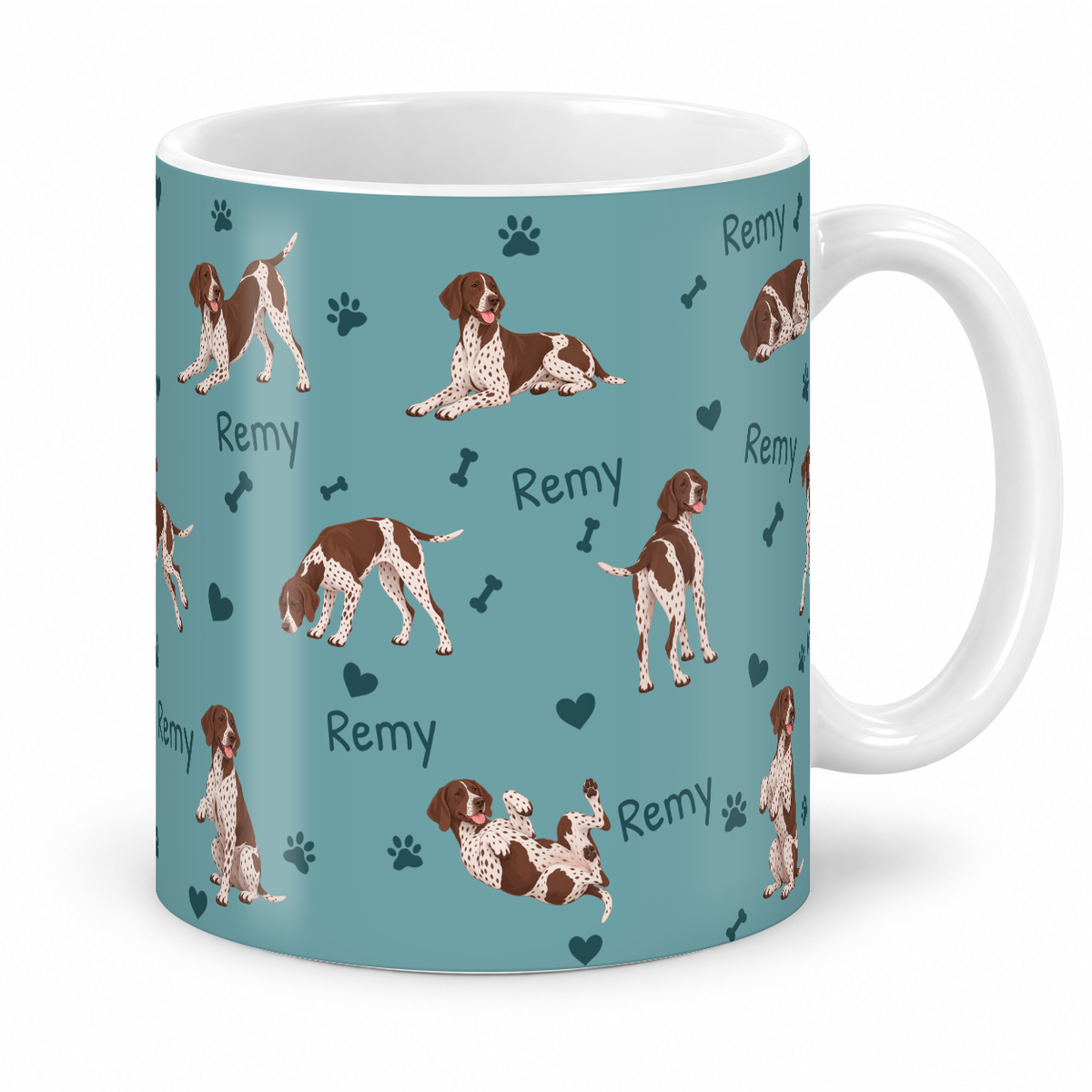 German Shorthaired Pointer personalized name mug — Muted Teal Studio