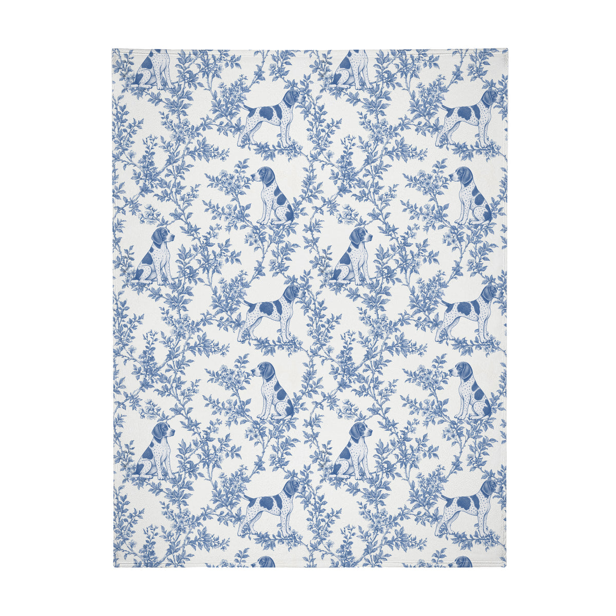 German Shorthaired Pointer toile de Jouy blanket - Blue Blanket Flat