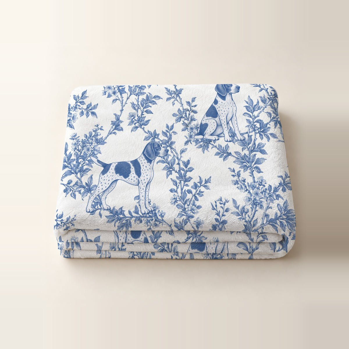 German Shorthaired Pointer toile de Jouy blanket - Blue Blanket Folded Studio