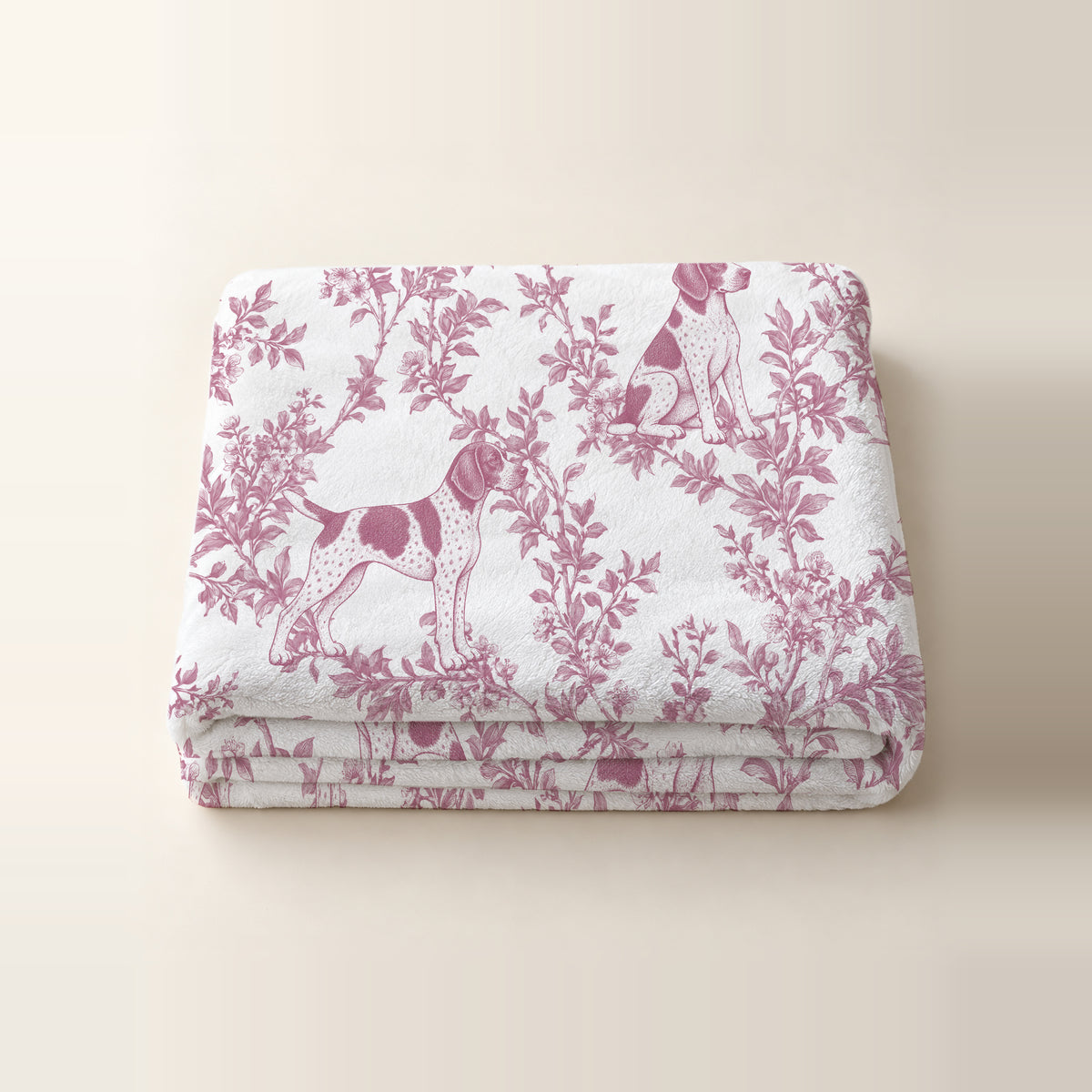 German Shorthaired Pointer toile de Jouy blanket - Pink Thumbnail